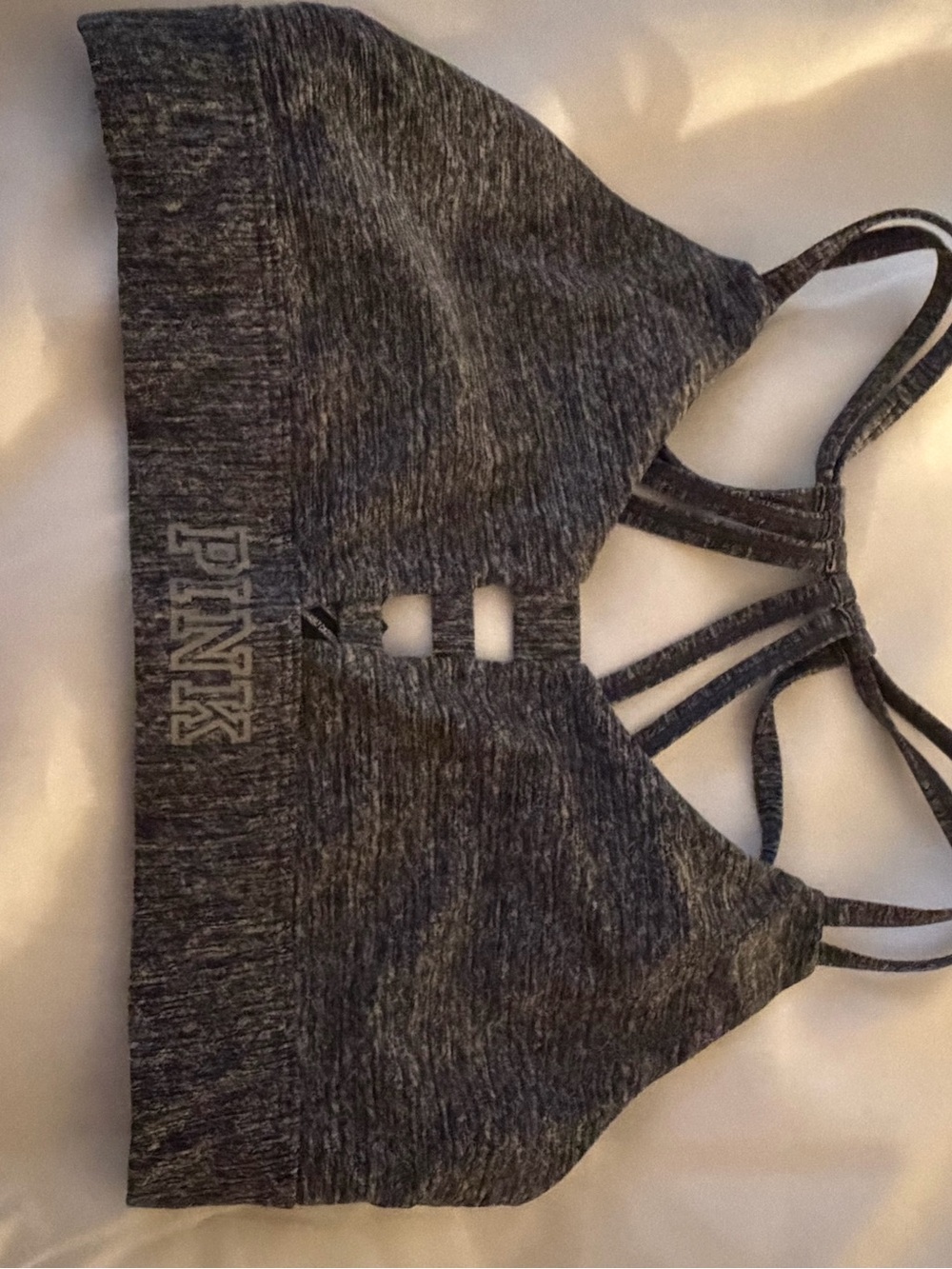 PINK Victoria's Secret Heather Charcoal Gray Strappy Sports Bralette